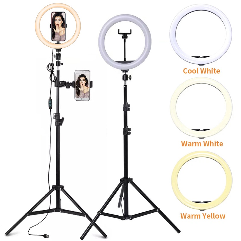 Photography Lighting Stick - 6/10/12 インチ LED セルフィーリングライト調光可能な写真撮影 LED フィルランプ三脚リモコン付き電話ビデオライブ録画用