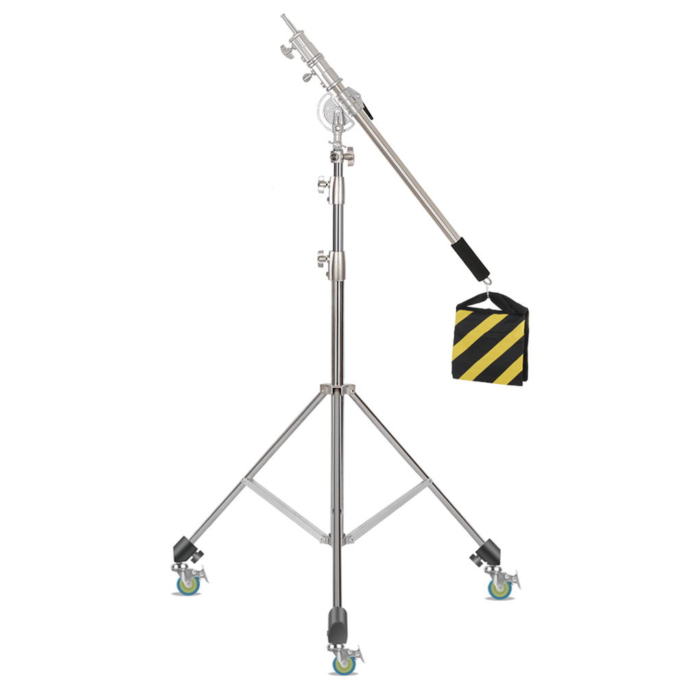 Boom Arm Stand - Sh-ステンレス鋼ライトスタンド、LEDライト用三脚サポート、フォトスタジオ、頑丈、耐荷重、10kg、2.8m