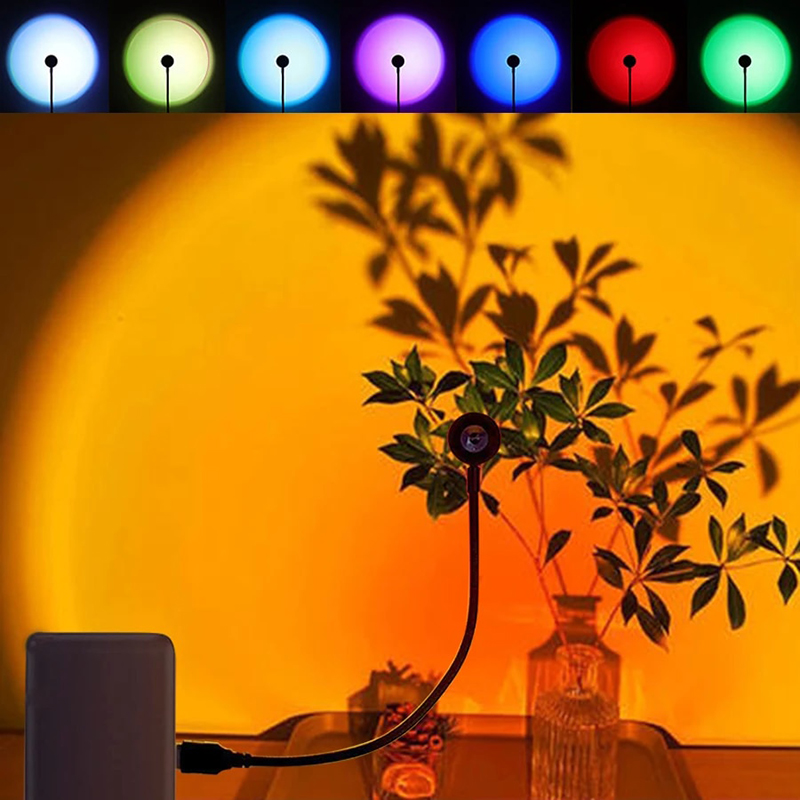 Photography Lighting Mood - LED USBサンセットランププロジェクター ホームデコレーション RGBナイトライト ポータブルムードライト リビングルーム
