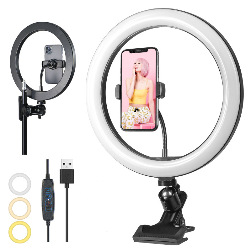 Lighting In Photography Studio - 調光可能なLEDリングライト、電話用USB自撮りランプ、ライブストリーミング、スタジオビデオ写真、プロ仕様の照明、26cm