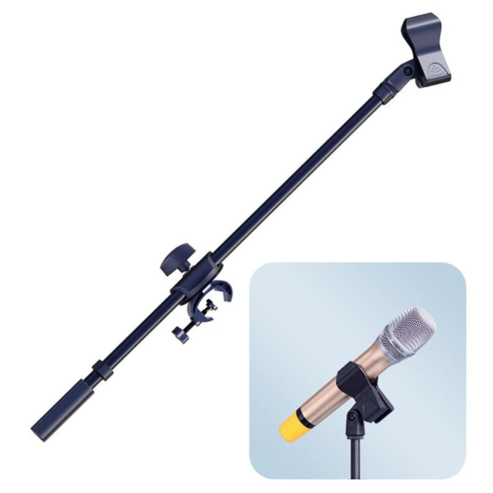 Boom Arm Stand - 調整可能な金属製マイクスタンド、頑丈なマイククリップ、ブームアームスタンド、電話ホルダー、延長ブラケット、55cm