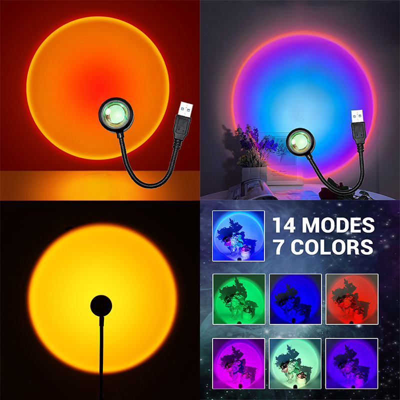 Photography Lighting Mood - ZK40 LED サンセットランプ常夜灯 USB プロジェクター誕生日パーティーの装飾ムードライト寝室リビングルームの壁の写真撮影