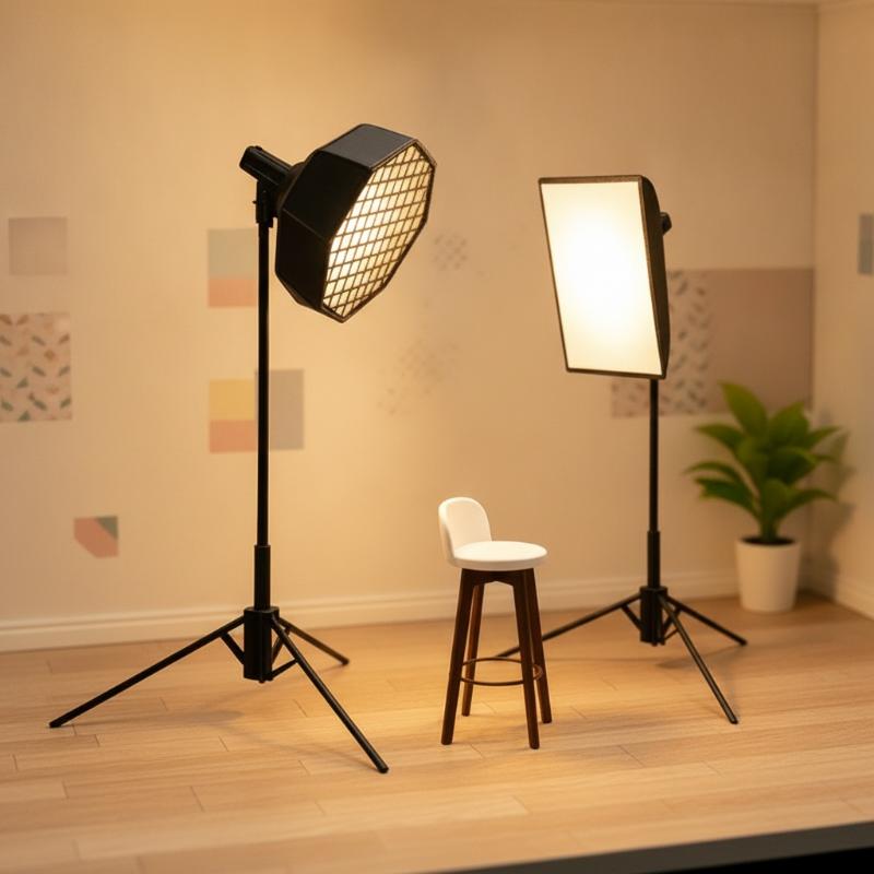 1/12ミニスタジオライトソフトボックスモデル三脚、写真撮影 - Photography Lighting Layout のレビューと価格