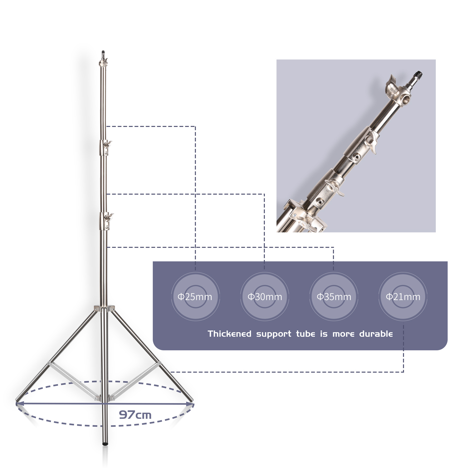 Sh-ステンレス鋼ライトスタンド、LEDライト用三脚サポート - Boom Arm Stand のレビューと価格