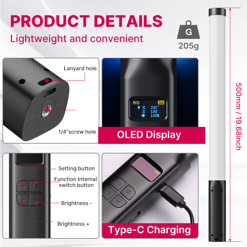 Ulanzi VL119 ハンドヘルド RGB カラフルなス - Photography Lighting Stick のレビューと価格