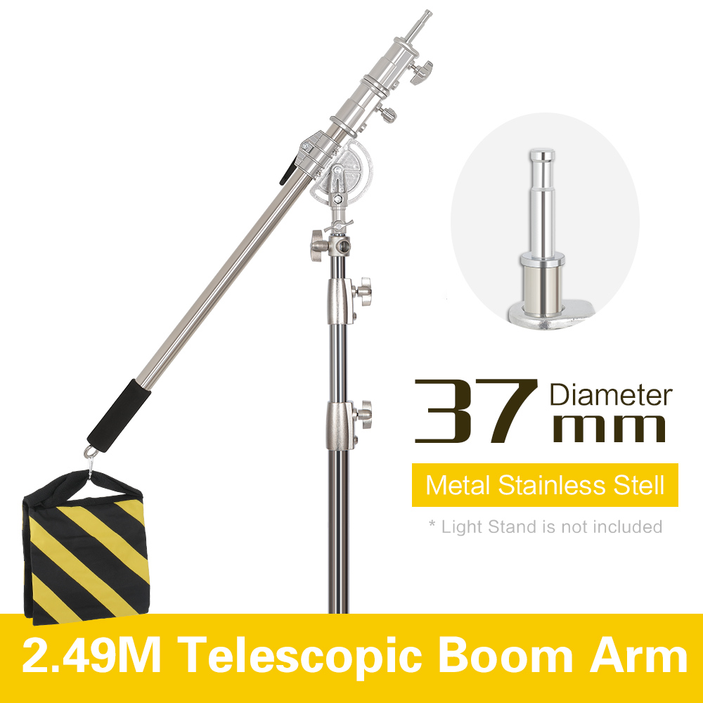 2.49 メートルの長さのクロスアームステンレス鋼キットライ - Boom Arm Stand のレビューと価格