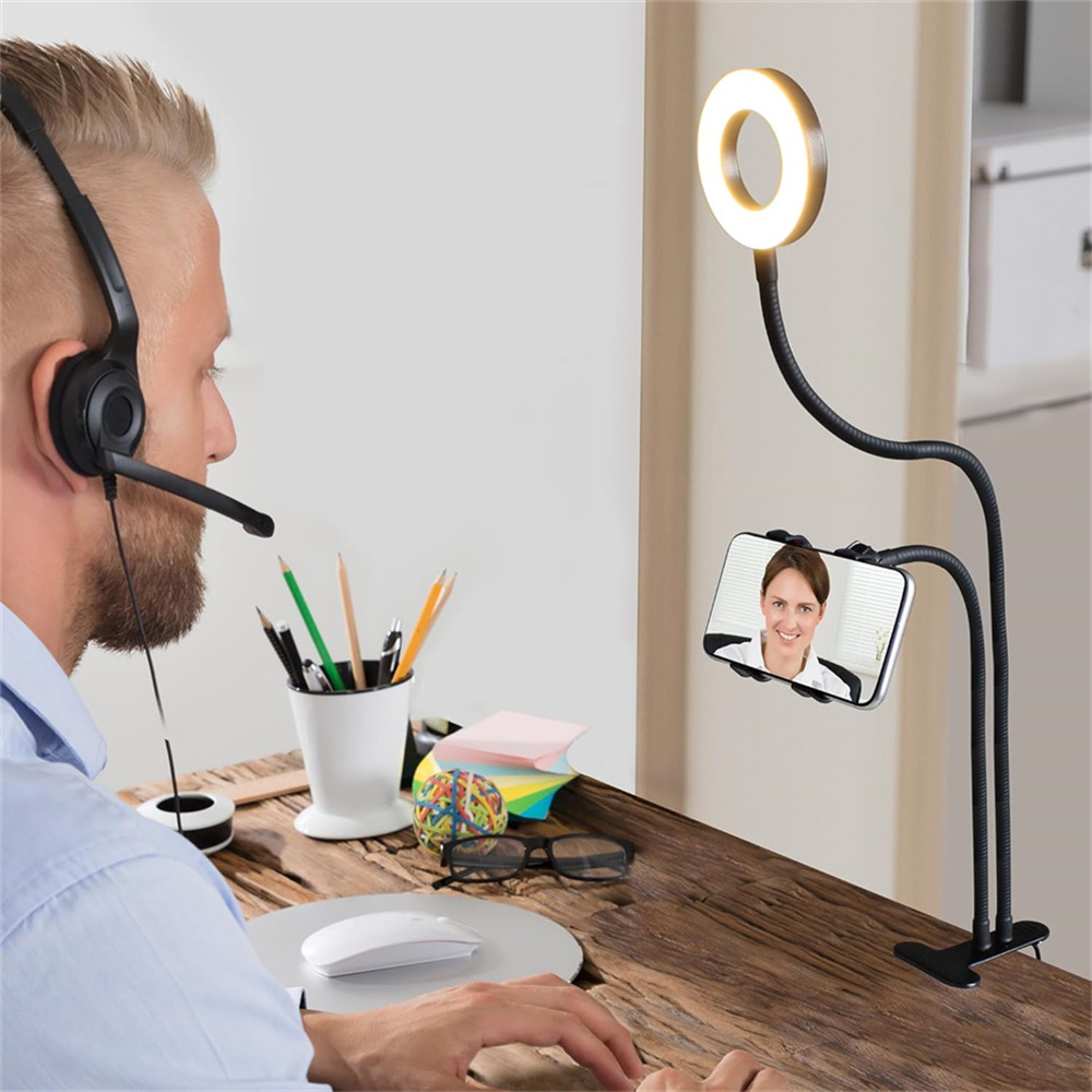 自撮りリングライト付きユニバーサルフレキシブル携帯電話ホルダ - Photography Lighting Stick のレビューと価格