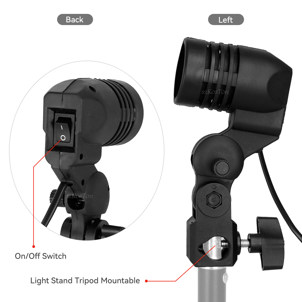 シングルヘッド電球ホルダー E27 ソケットフラッシュ傘ブラ - Photography Lighting Umbrella のレビューと価格
