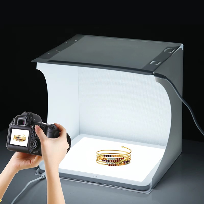 20cmポータブルフォトボックス写真撮影用折りたたみ式LED - Photography Lighting Case のレビューと価格
