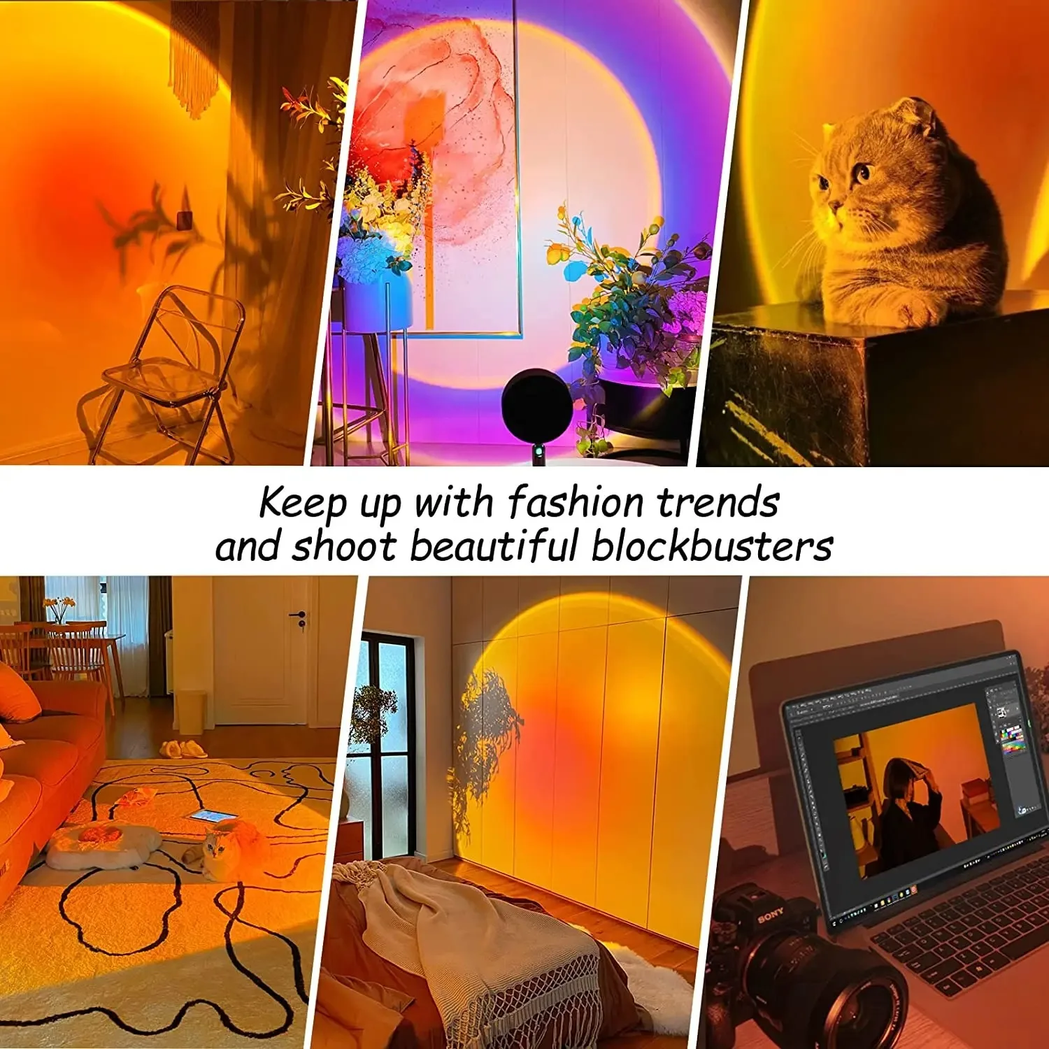 16色のサンセットランプ、RGBムード照明、フロアライト、ナ - Photography Lighting Mood のレビューと価格