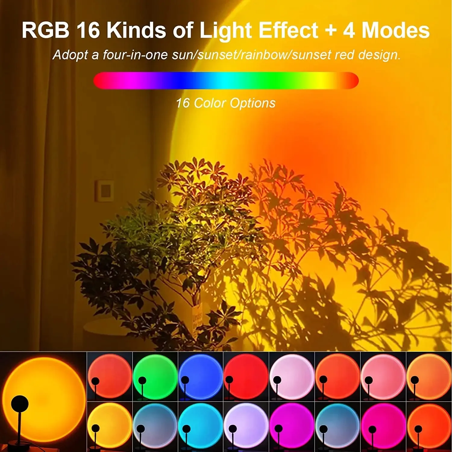 16色のサンセットランプ、RGBムード照明、フロアライト、ナ - Photography Lighting Mood のレビューと価格